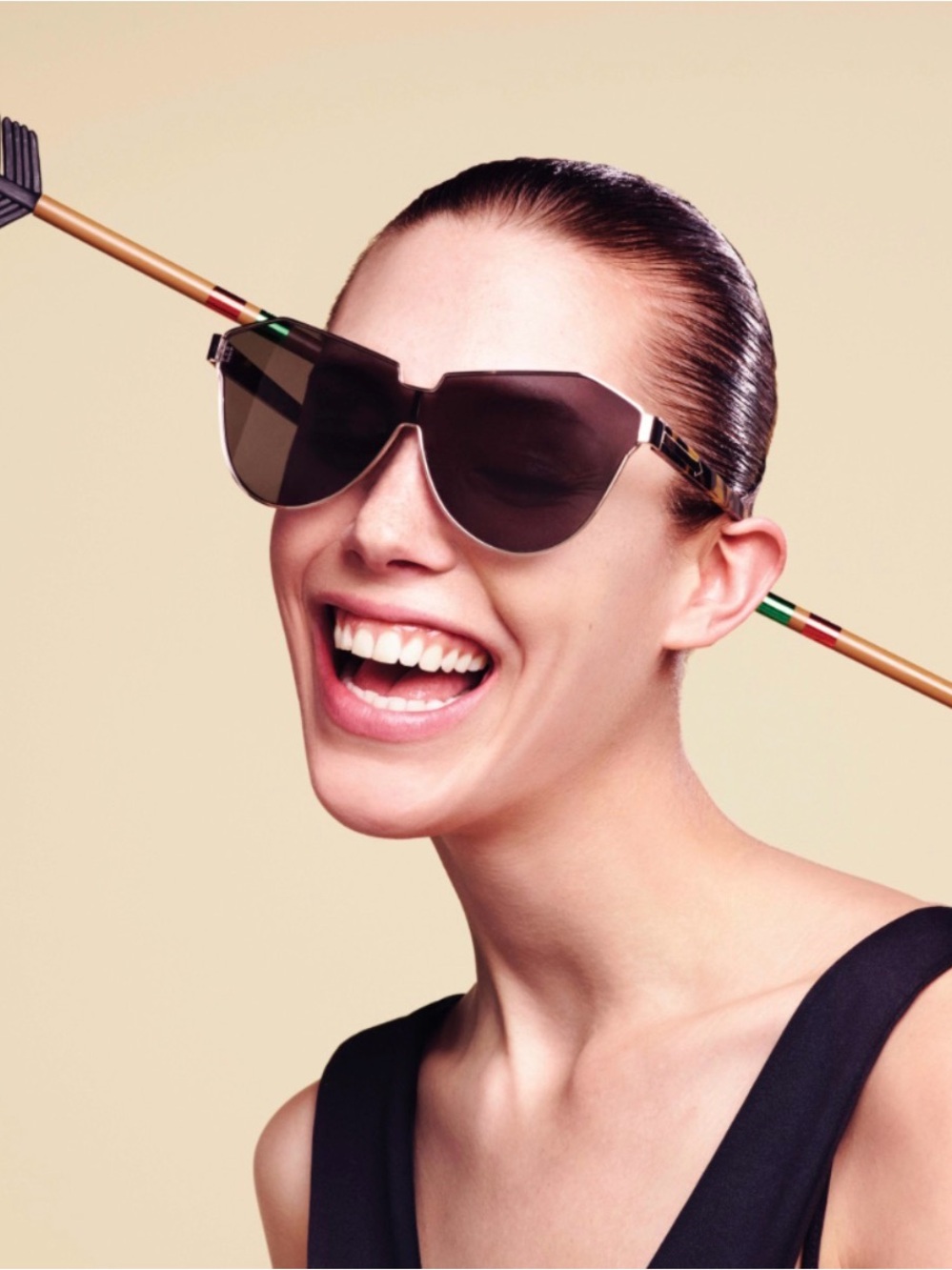 Karen Walker Cosmona Black and Silver Shield Sunglasses